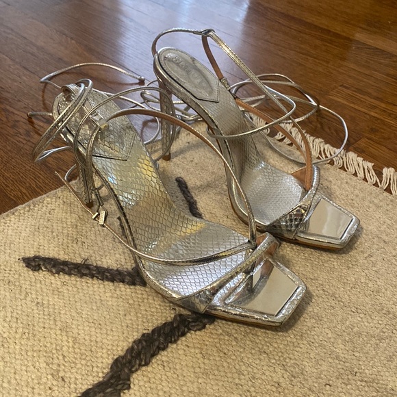 Shutz Silver Strappy Heels - Picture 2 of 5